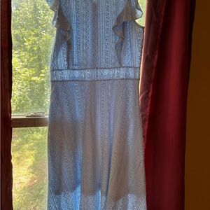 Blue Patterned Sleeveless Dress